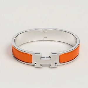 Hermes Orange and Silver Clic Bracelet